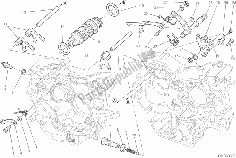 All parts for the Gear Change Mechanism of the Ducati Hypermotard 1100 EVO 2012